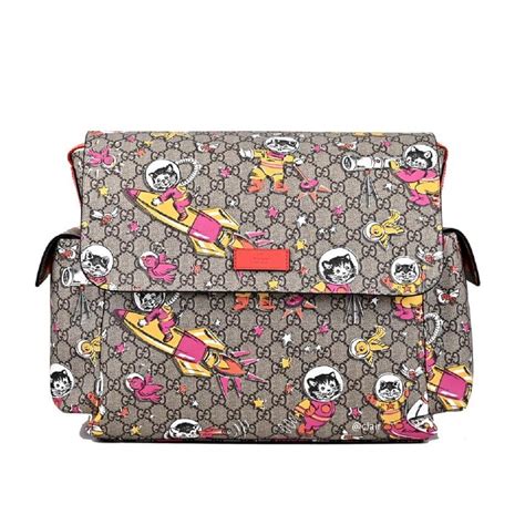 Gucci Space Cats Birds GG Supreme Canvas Diaper Bag Baby 